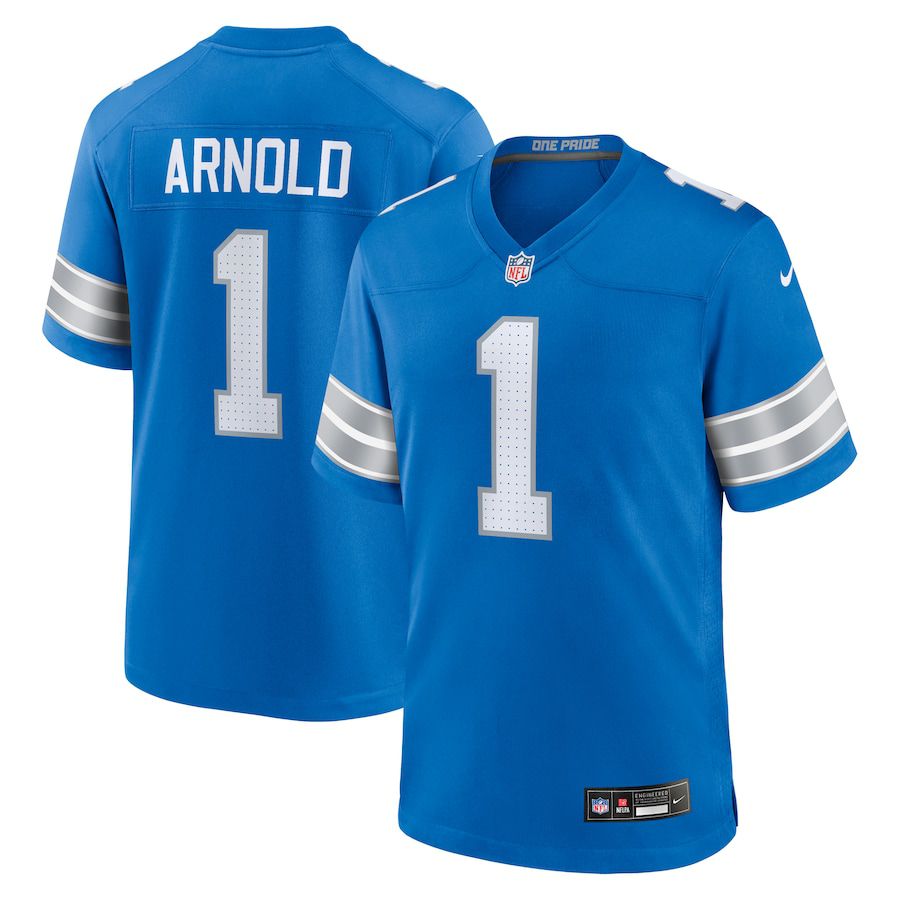 Men Detroit Lions #1 Terrion Arnold Nike Blue 2024 NFL Draft First Round Pick Player Game Jersey->detroit lions->NFL Jersey